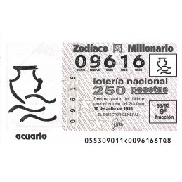 Sorteo 55 de 1993. Acuario