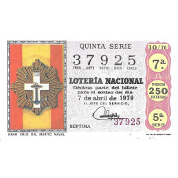 Sorteo 10 de 1970