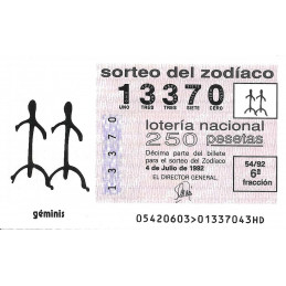 Sorteo 54 de 1992. Geminis