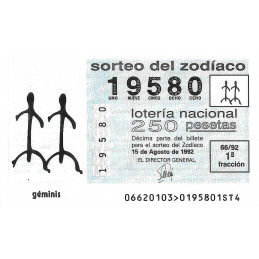 Sorteo 66 de 1992. Geminis