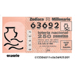 Sorteo 53 de 1993. Acuario