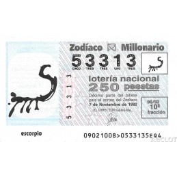 Sorteo 90 de 1992. Escorpio