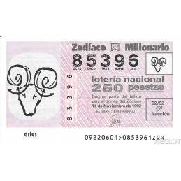 Sorteo 92 de 1992. Aries