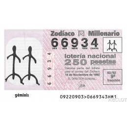 Sorteo 92 de 1992. Géminis