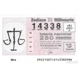 Sorteo 92 de 1992. Libra