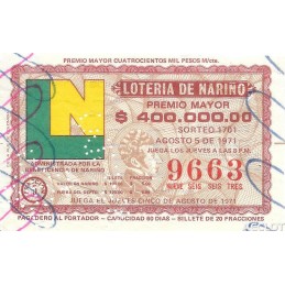 1971. Lotería de Nariño....